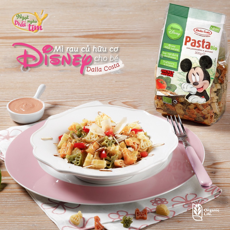 Nui rau củ hữu cơ cho bé hình chuột Mickey 300g Dalla Costa