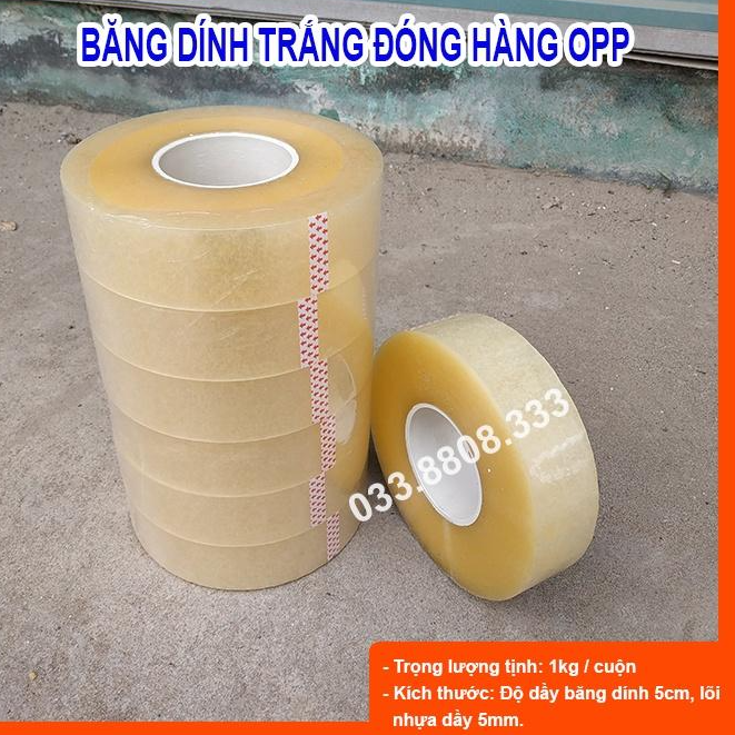 BĂNG DÍNH TRẮNG CUỘN 1KG LÕI MỎNG CỰC DAI ĐÓNG HÀNG SIÊU THÍCH