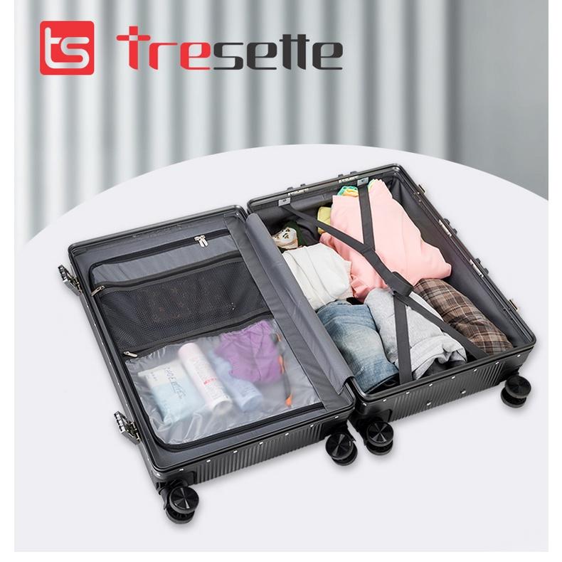 [Made in Korea] Vali khóa sập cao cấp nhập khẩu Hàn Quốc Tresette 2029 Có Ngăn Đựng Latop Vân Dọc Sang Trọng Cổng Sạc USB