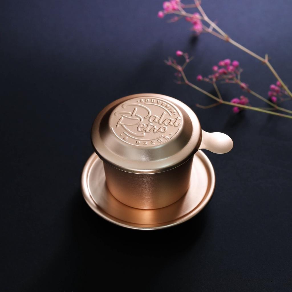 Phin cà phê, bộ, mẫu nhôm anode xước, màu rose gold