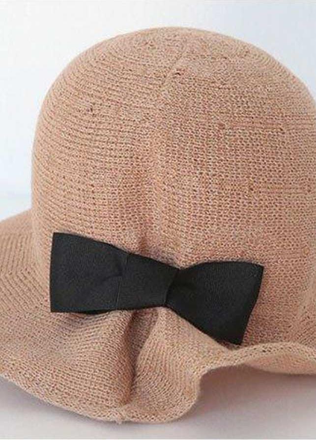 Nón Cói Đi Biển Form Mềm Màu Nâu Tanin Phối Nơ Nhỏ - Mã NC071