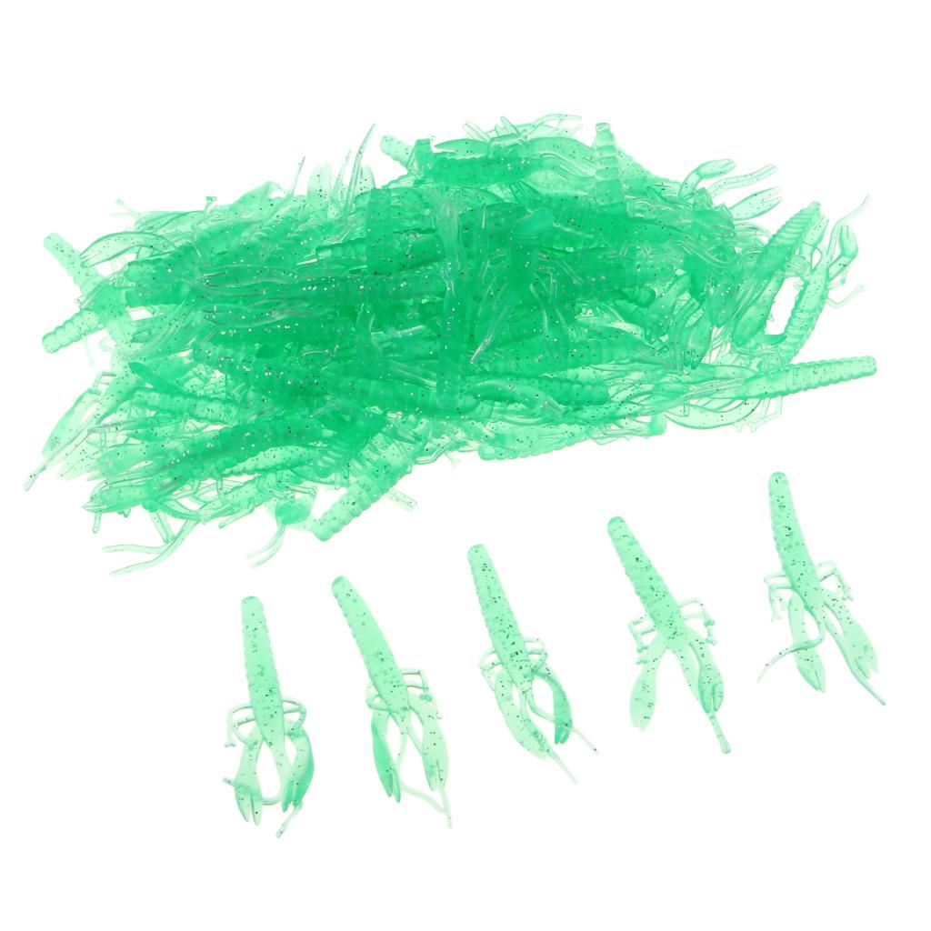 100pcs Soft Shrimp Grub Lure Fishing Tackle Bass Bait Jig Head 55mm