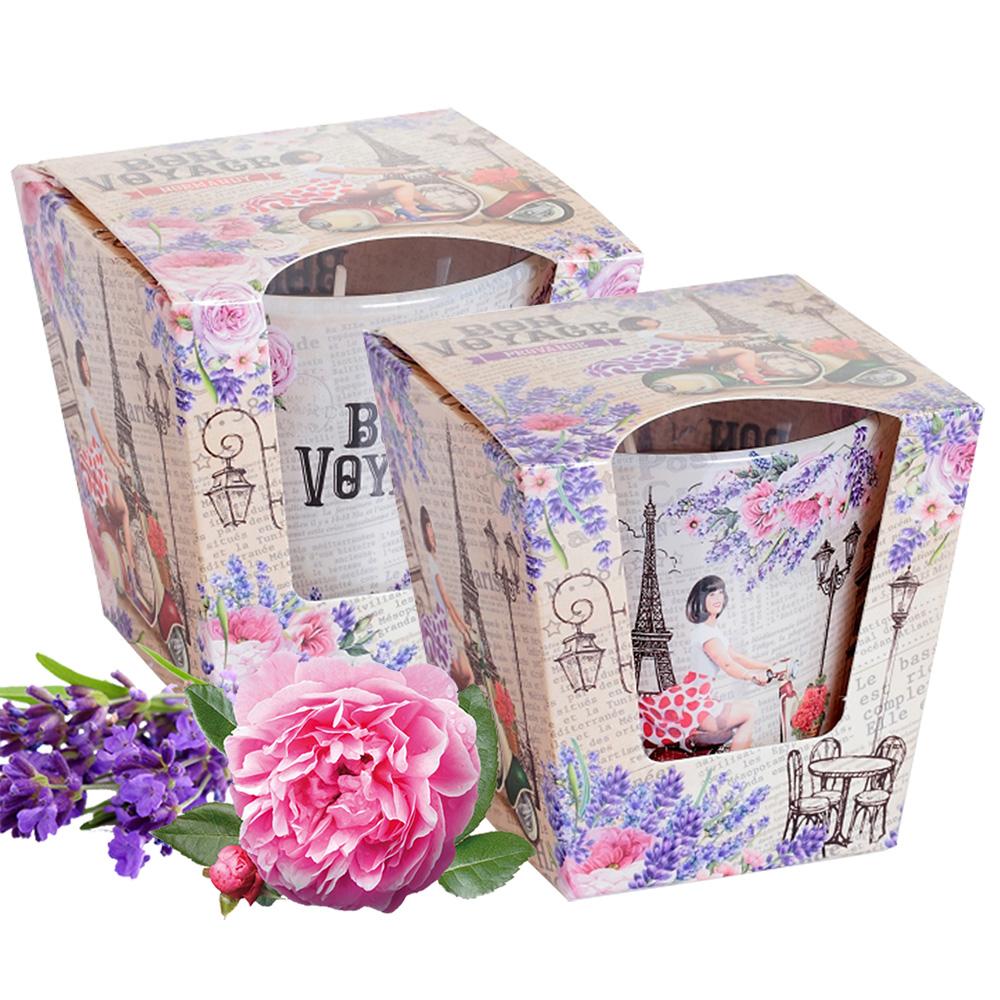 Combo 2 ly nến thơm Bartek nhập khẩu Châu Âu Bon Voyage 115g - oải hương, hoa hồng