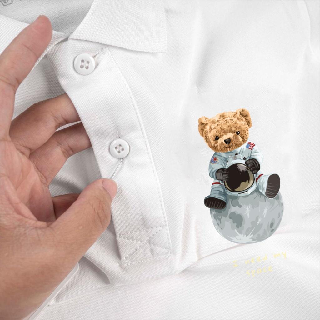 Áo polo nam , cổ dệt bo len , hình in sắc nét ,áo thun nam có cổ tay ngắn thanh lịch POLO Teedy Space- Soha Clothing