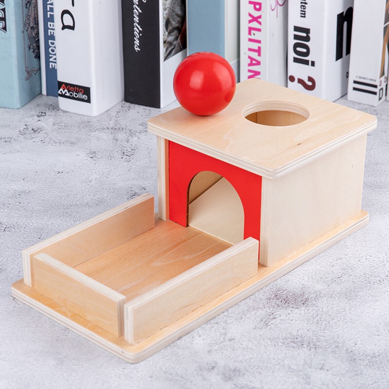 Giáo cụ Montessori cho bé từ 5 6 7 tháng đến 2 tuổi - Thả bóng vào hộp khay