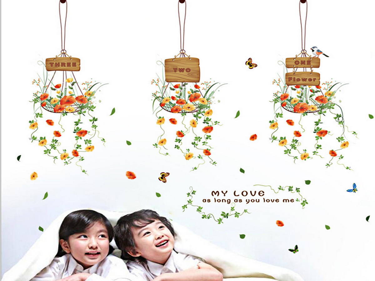 Decal dán tường- 3 GIỎ HOA