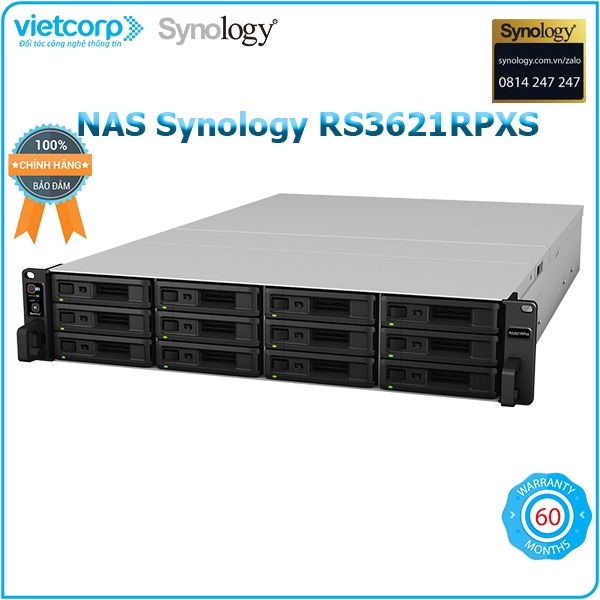 Thiết bị lưu trữ NAS Synology RS3621RPXS - Hàng Chính Hãng