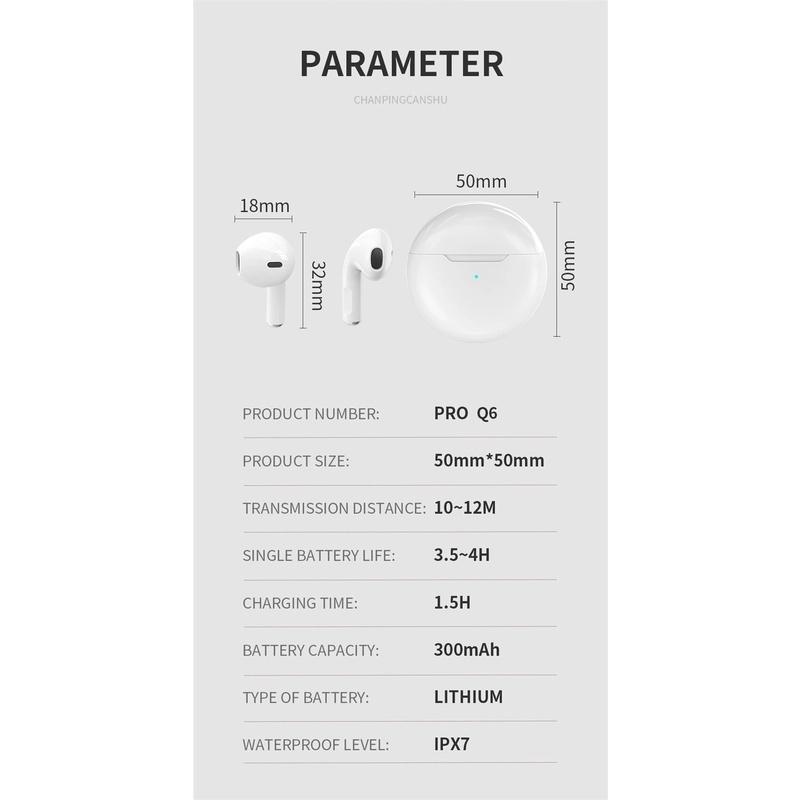 Tai Nghe Bluetooth 5.0 Không Dây Pro6 TWS Mới Cho Điện Thoại Xiaomi