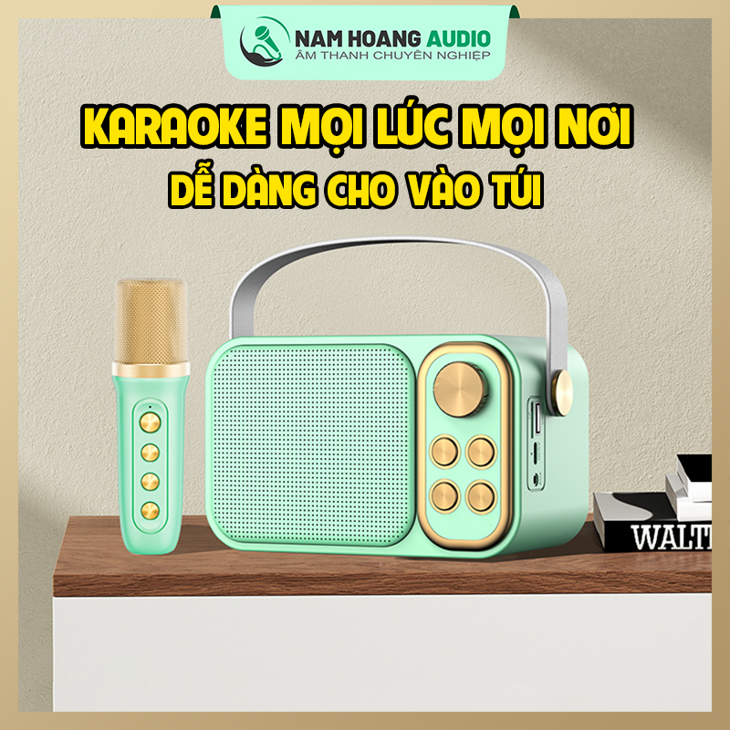 Loa Karaoke Mini Bluetooth YS-103 Xanh Giá Rẻ Kèm 1 Micro Không Dây Âm Thanh Siêu Hay Sang Trọng