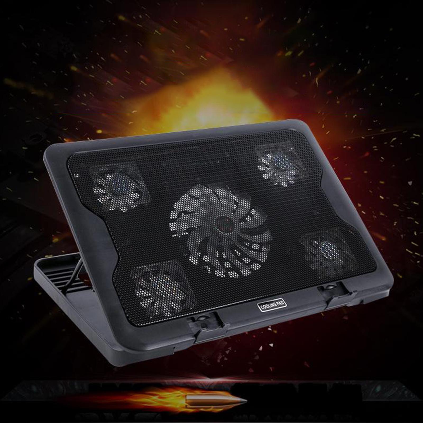Portable Laptop Cooling Pad Cooler 5 Quiet Power Fans for 12"-17" Notebook Office Home
