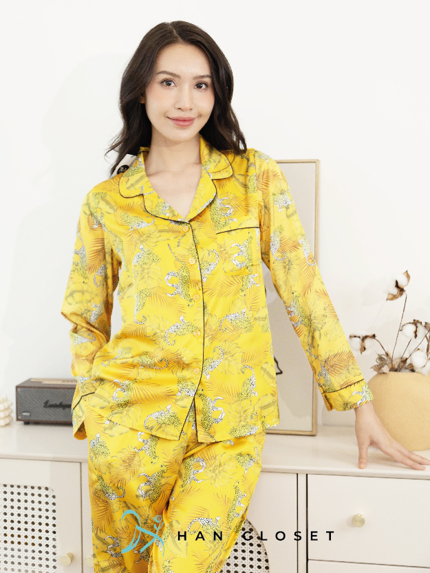 Bộ Đồ Ngủ Pijama Lụa Pháp Cao Cấp Mặc Nhà Đẹp Mềm Mịn Thoáng Mát – HAN CLOSET