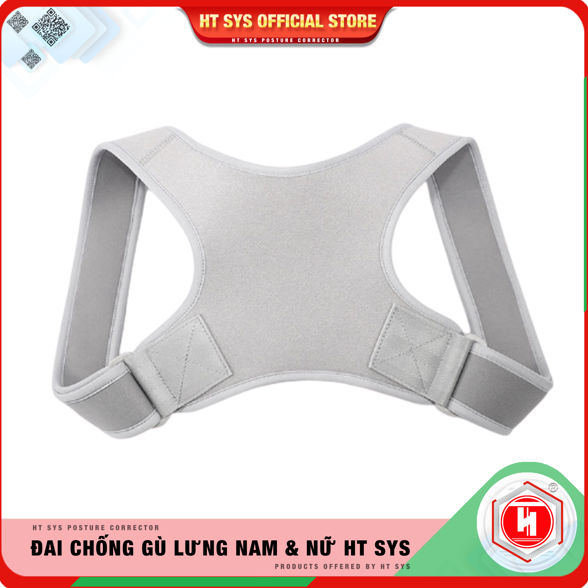 Đai chống gù lưng nam nữ HT SYS -  Đai giúp định hình cột sống - Điều chỉnh tư thế của lưng - Phù Hợp Với Mọi Độ Tuổi - Chữa Hiệu Quả Chứng Gù Lưng, Lưng Tôm, Cong Vẹo Cột Sống