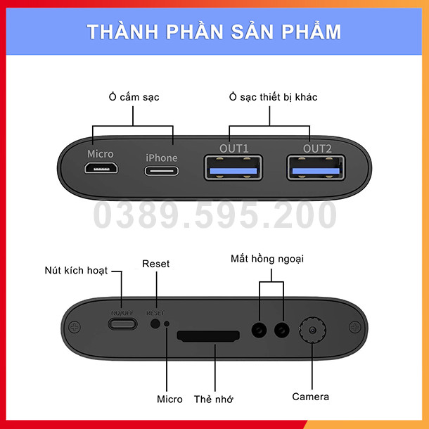 Camera WiFi H20 cao cấp 4K FullHD 1080P 120 độ Tầm nhìn ban đêm hồng ngoại đen ẩn không dây WiFi kết nối điện thoại từ xa