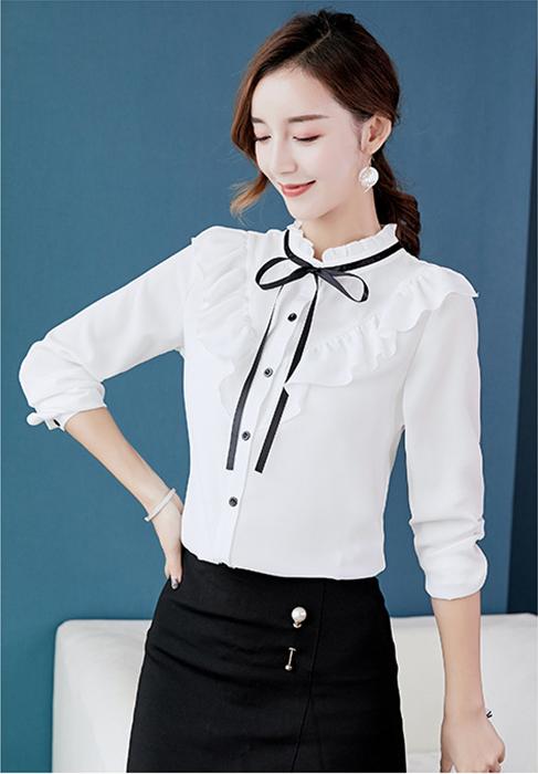 Áo Sơ Mi Nữ Cổ Đính Dây Nơ Thanh Lịch