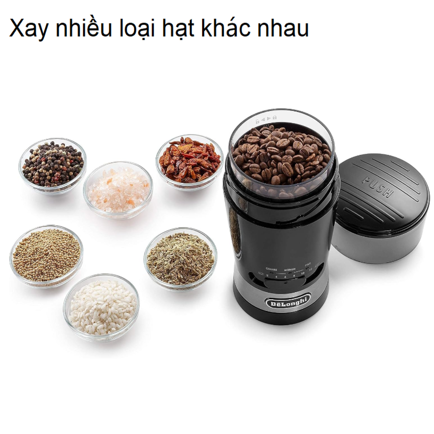 HÀNG CHÍNH HÃNG - Máy xay hạt cà phê và các loại hạt Deloghi KG210 - Có thể điều chỉnh độ mịn - HÀNG CAO CẤP