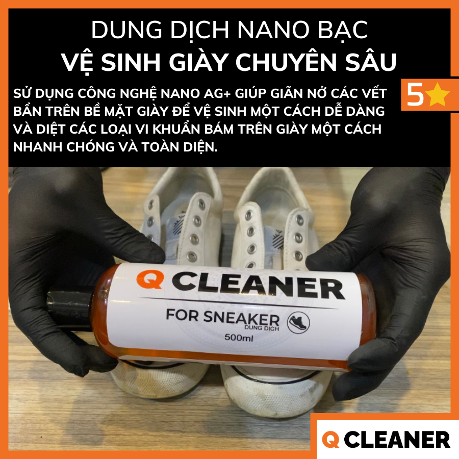 Dung dịch vệ sinh giày chuyên sâu Nano Bạc 500 ML Q Cleaner