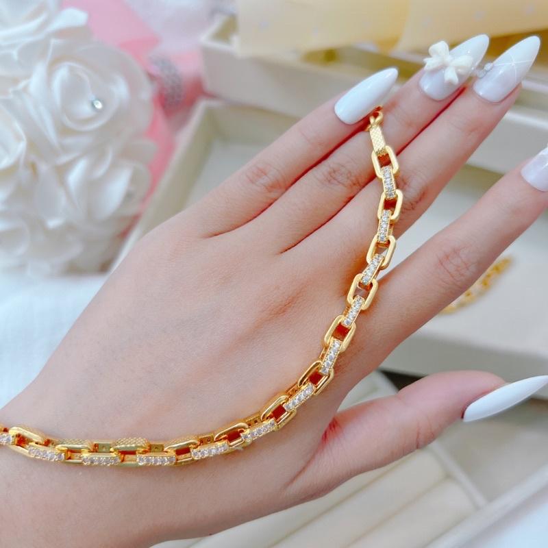 Lắc tay xích vuông gắn xoàn xen kẽ bền màu Kami LVX72