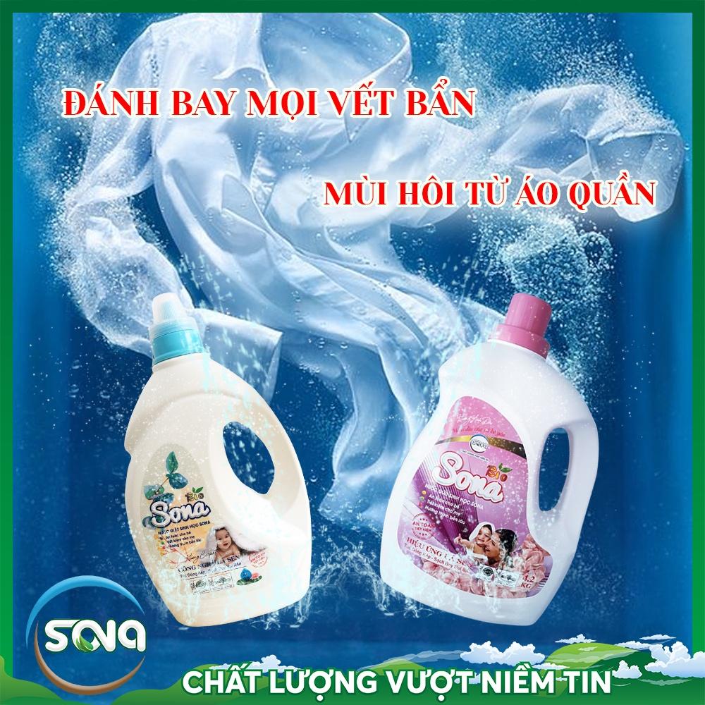 Nước giặt sinh học SONA 4.2L giặt xả quần áo 2 trong 1 hương hoa tự nhiên