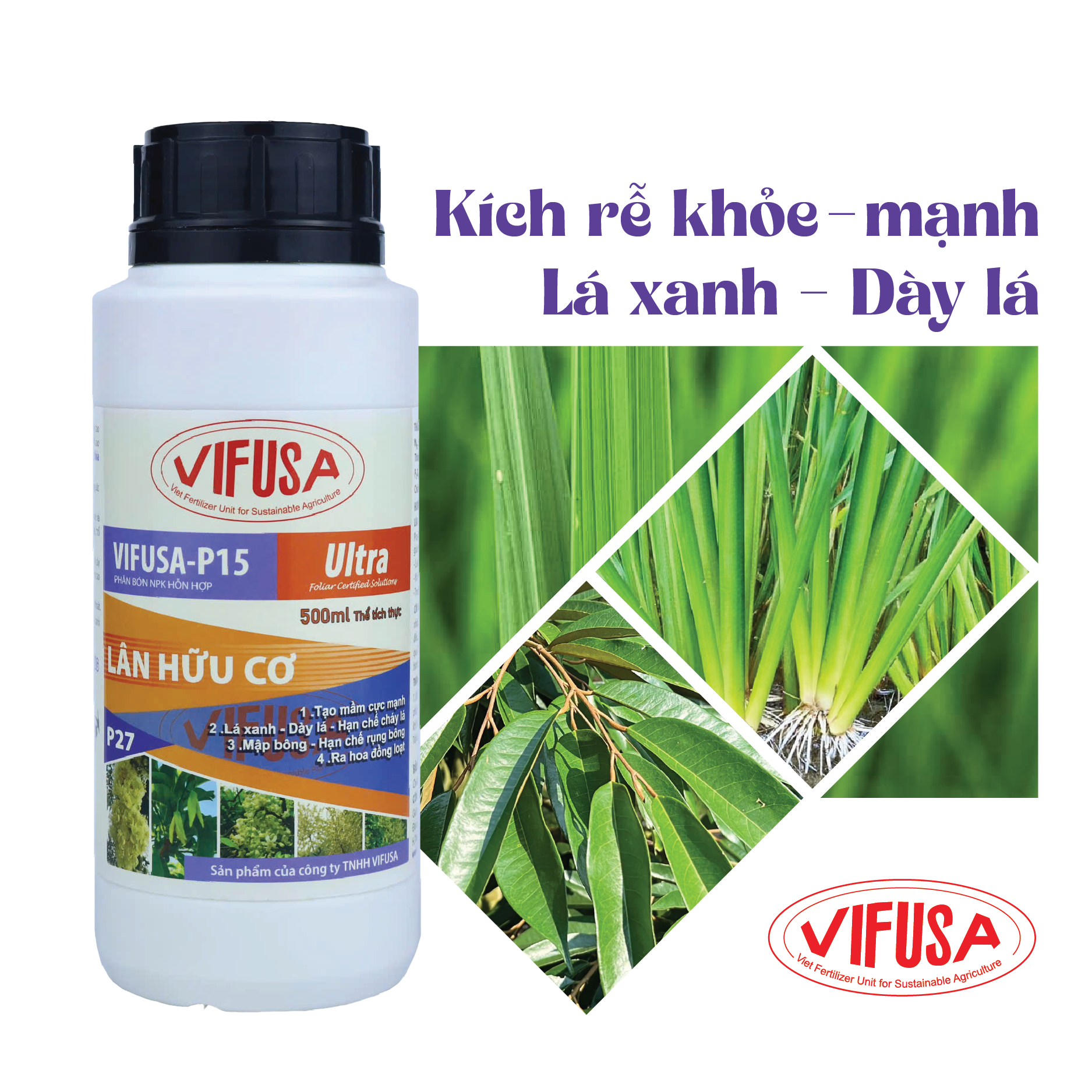 VIFUSA-P15 Ultra - Phân bón lân hữu cơ chai 500ml