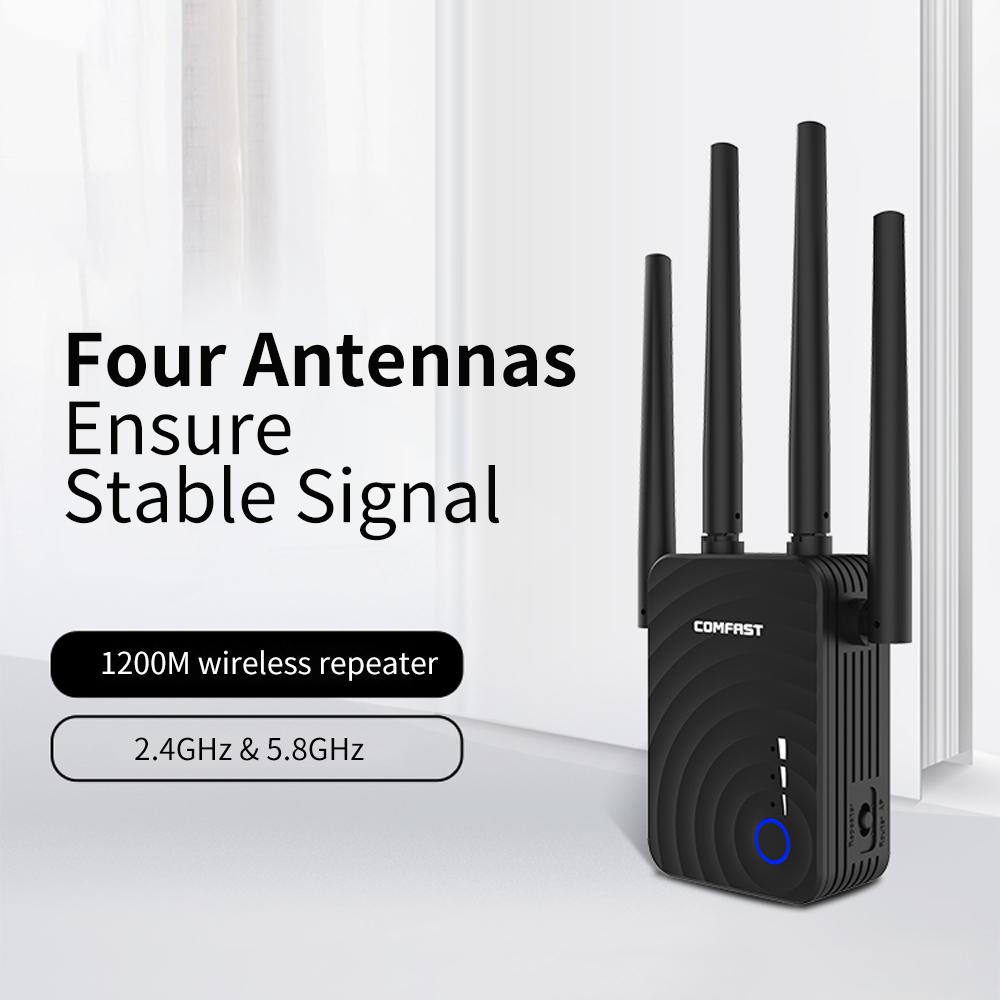 Bộ lặp WiFi COMFAST Bộ định tuyến không dây băng tần kép 1200Mbps Chế độ AP Bộ mở rộng WiFi 2.4G & 5.8G Bộ lặp không dây