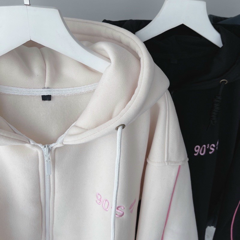 Áo Khoác Dây Kéo Nỉ Form Rộng Unisex ICON THÊU TRÁI TIM 90s, Áo Khoác Dây Kéo Nỉ Form Rộng Unisex ICON THÊU TRÁI TIM 90s