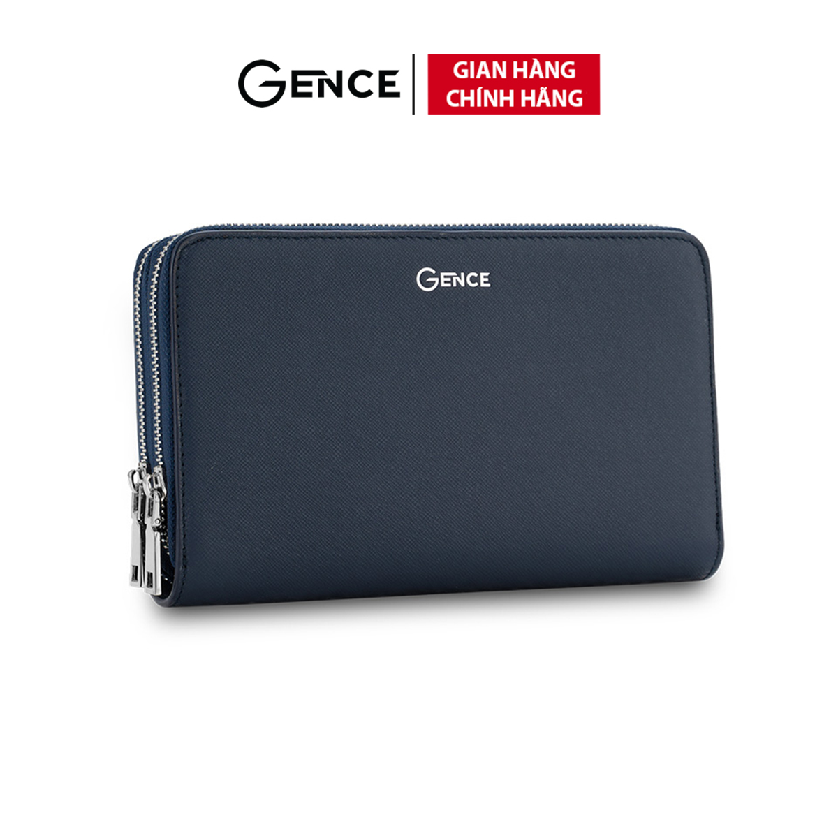 Clutch Da Công Sở Ví Cầm Tay Nam GENCE HT20 Da Bò Cao Cấp Màu Xanh Navy