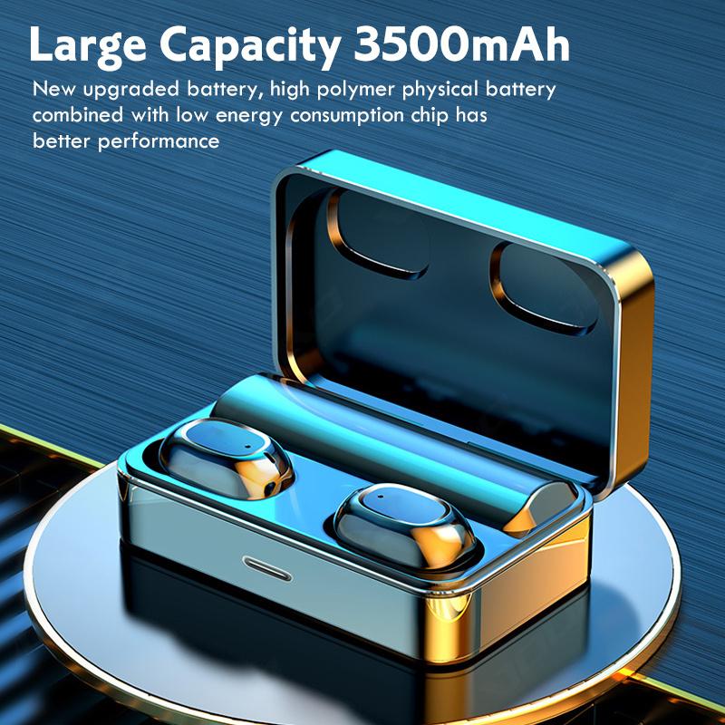 TWS Bluetooth Tai Nghe 5.0 9D Stereo Thể Thao Chống Nước Không Dây Tai Nghe 3500MAh Sạc Hộp Tai Nghe Nhét Tai Có Mic Tai Nghe