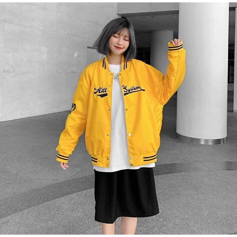 Áo Bomber Jacket In Bóng Chày Dù 2 Lớp Kill.System Mar.Cus Unisex Nam Nữ Freesize