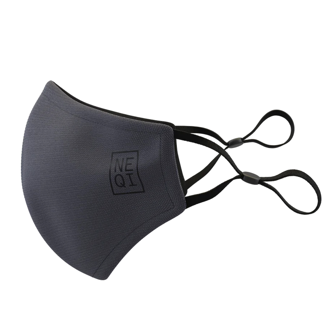 Set 2 khẩu trang vải nam - nữ kháng khuẩn cao cấp NEQI FACEMASK Đức, màu xám thời trang, lọc 98% bụi mịn