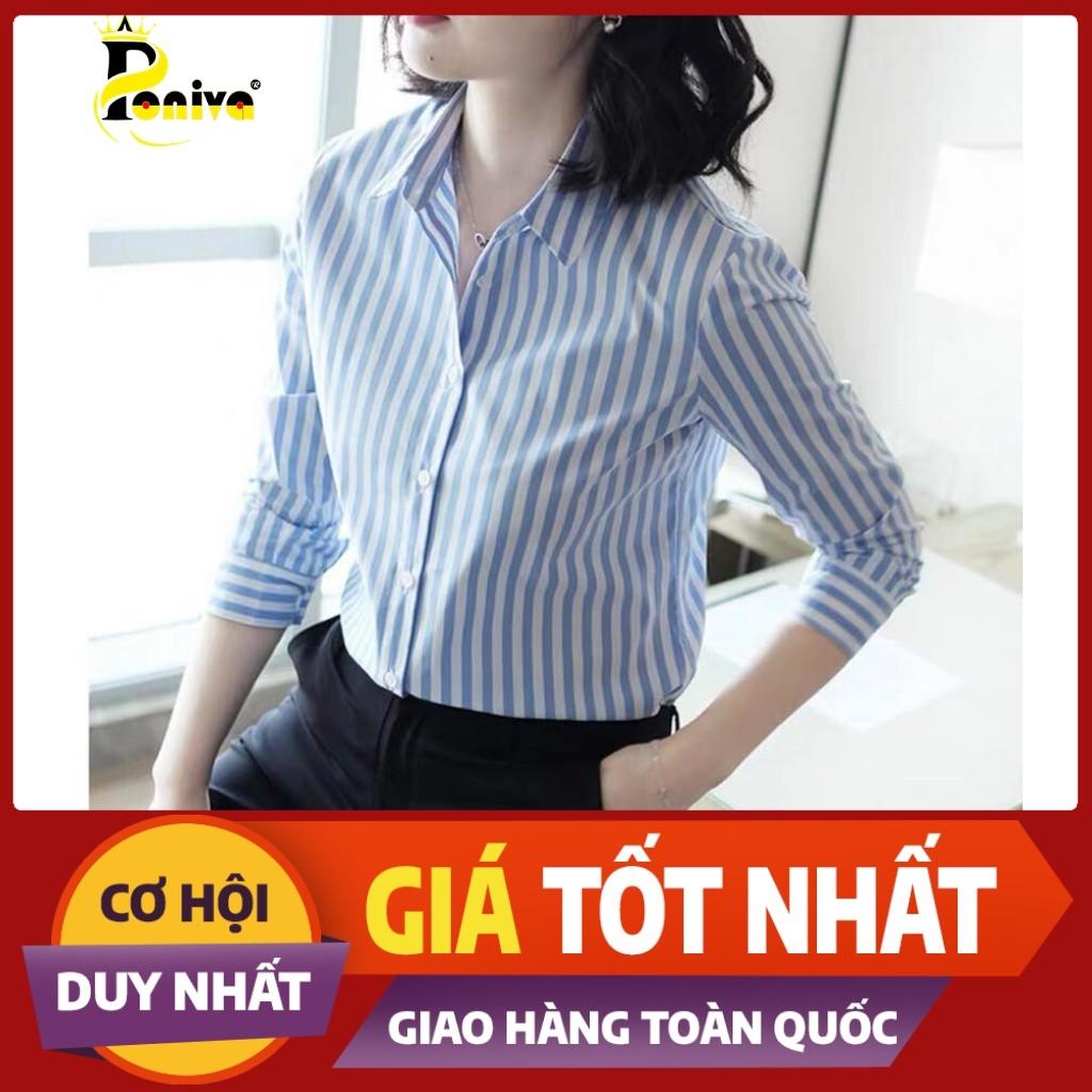 Áo Sơ Mi Nữ Dài Tay Kẻ Sọc Thời Trang Công Sở Thanh Lịch PONIVA Chất Liệu Mềm Mại Thấm Hút Mồ Hôi Tốt