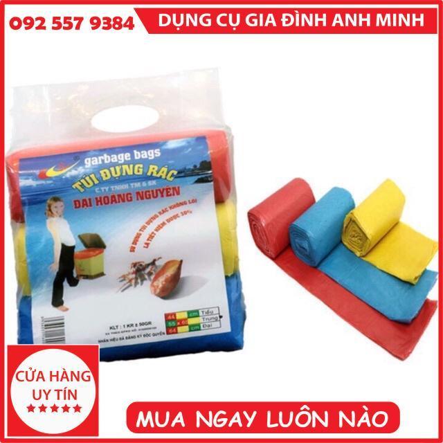 9 cuộn Túi đựng rác văn phòng, Bao đựng rác trường học tiện lợi 3 màu size trung 55x65