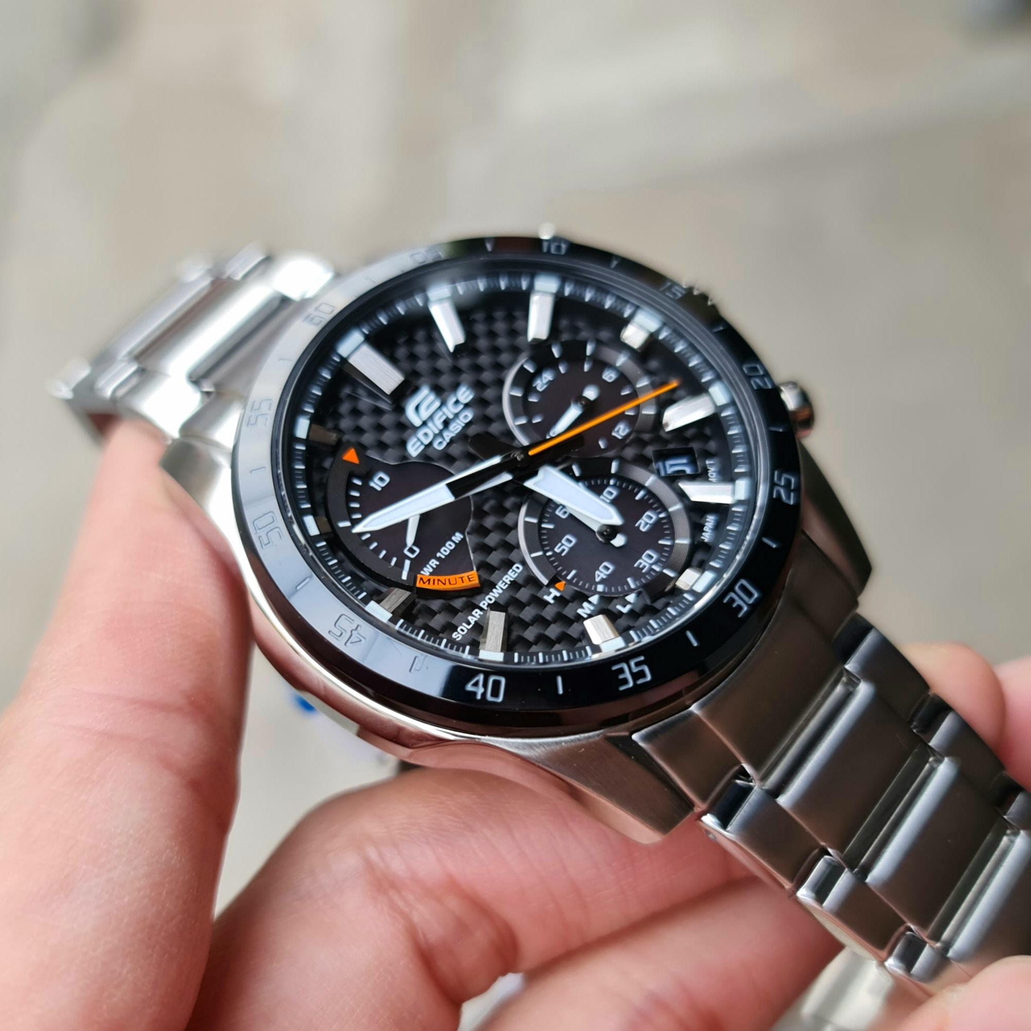 Đồng Hồ Nam Dây Thép Casio Edifice EQS-930DB-1AVUDF | Năng Lượng Mặt Trời | Mặt Carbon | EQS-930DB-1A