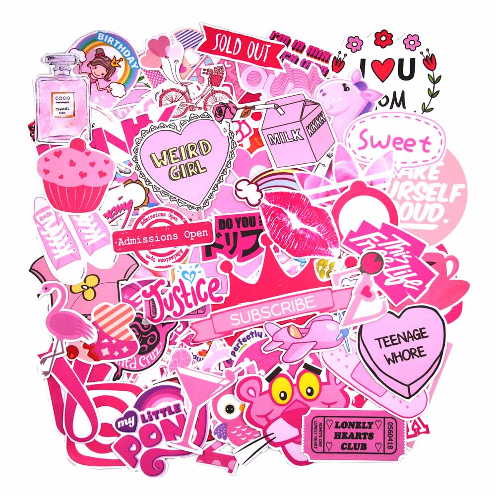 Sticker Factory - Set 100 sticker hình dán - Pink màu hồng