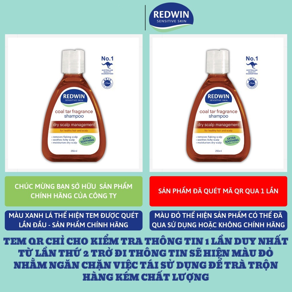 Dầu Gội Redwin Coal Tar Shampoo Kiểm Soát Bã Nhờn và Ngăn Ngừa Gàu 250ml