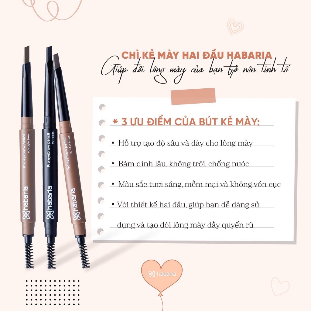 Chì kẻ mày 2 đầu Habaria Pro Eyebrow Pencil