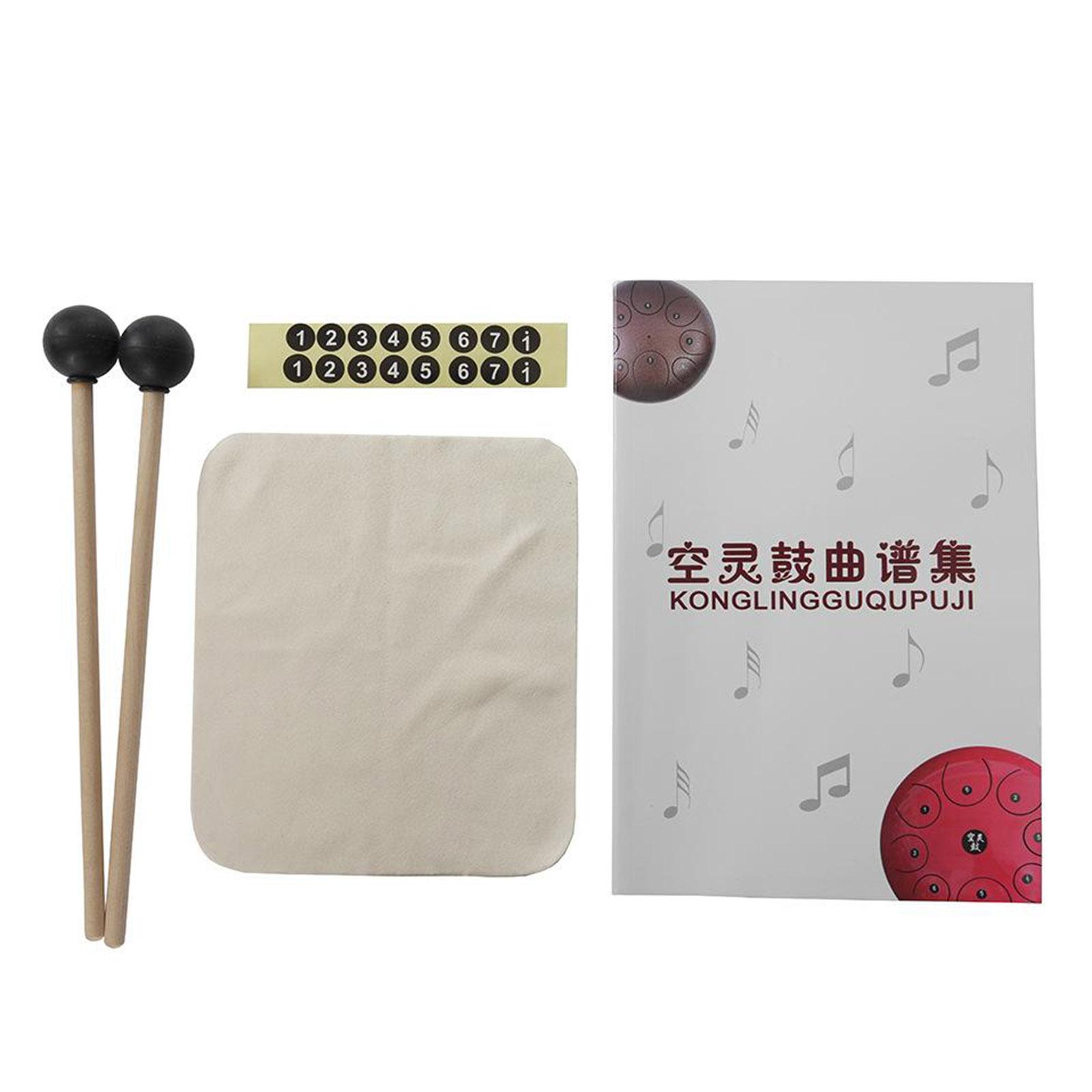 8 Notes 6in Steel Tongue Drum Standard G Key with Music Book Gift Black