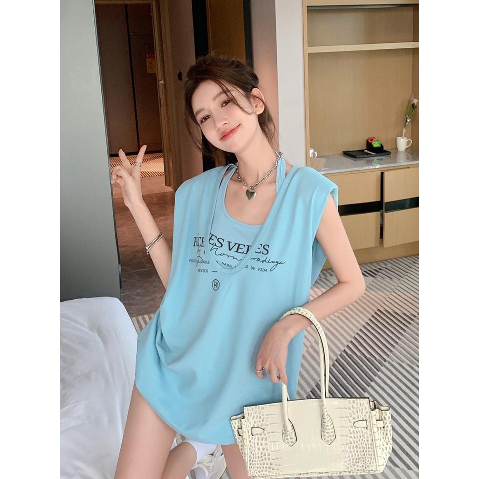 Sét Áo 3 Lỗ Kèm Áo Croptop In Chữ Cá Tính -- Set Áo Tanktop Áo 3 Lỗ Vải Cotton 4 Màu Siêu Xinh