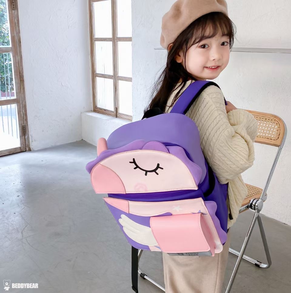 Balo cho Bé Gái Từ 05 tuổi BEDDYBEAR  - Cute Bag 2.0 Unicorn / Kỳ lân hồng - Ba lô Thiết kế chống gù lưng - phối da PU cao cấp - Bảo hành chính hãng 2 năm