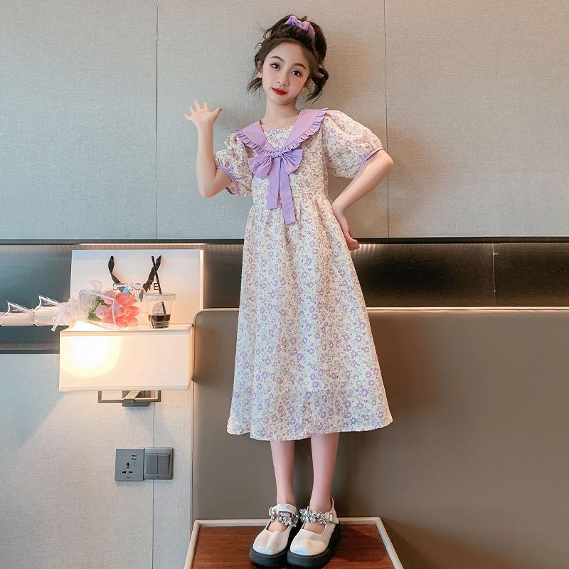 TOBE1SHOP đầm trẻ em mùa hè cô gái phong cách bowknot váy 2023 váy công chúa vừa bé đầm hoa đầm