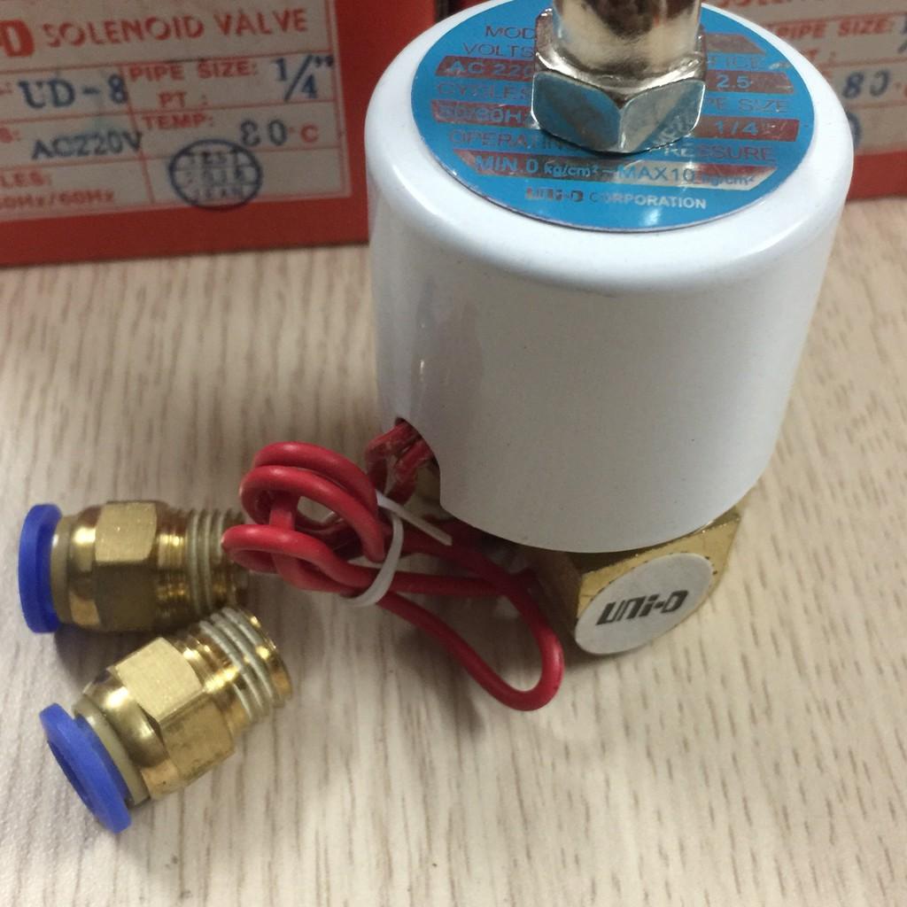 Van điện từ 220v kèm ốc chuyển 8mm trong hệ thống phun sương tự động