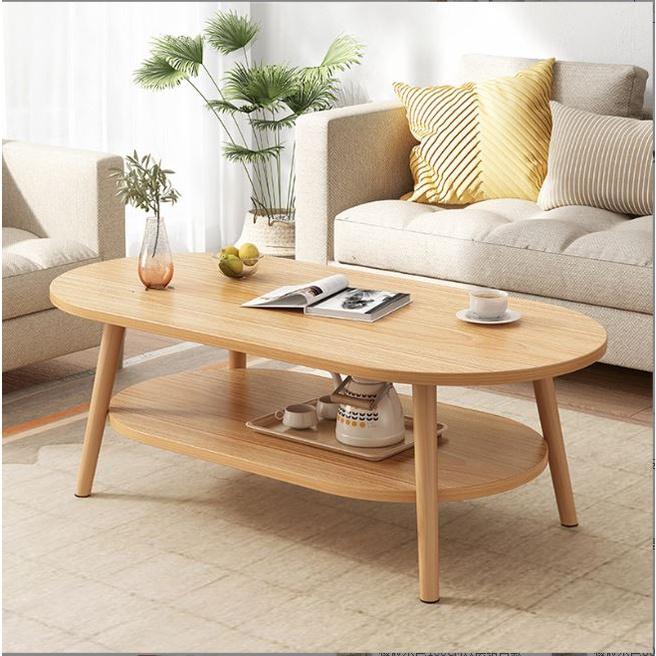 Bàn sofa, bàn trà hình Ovan 2 tầng, chân gỗ tự nhiên cao cấp ( giá tại xưởng)