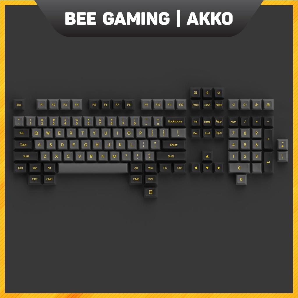 Bộ keycap chính hãng AKKO – Black &amp; Gold (ABS Double-Shot / SAL profile / 195 nút)