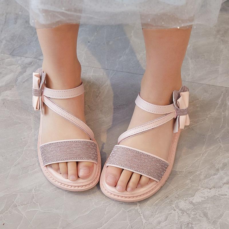 Dép Sandal Bé Gái Từ 2-15 Tuổi Đính Nơ Dễ Thương Đế Êm Chống Trơn Trượt Phong Cách Công Chúa Hàn Quốc D53