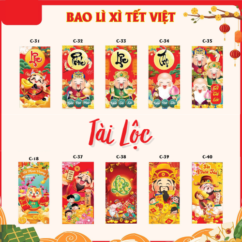 Bao Lì Xì 2023 Set 10 cái - Tài Lộc