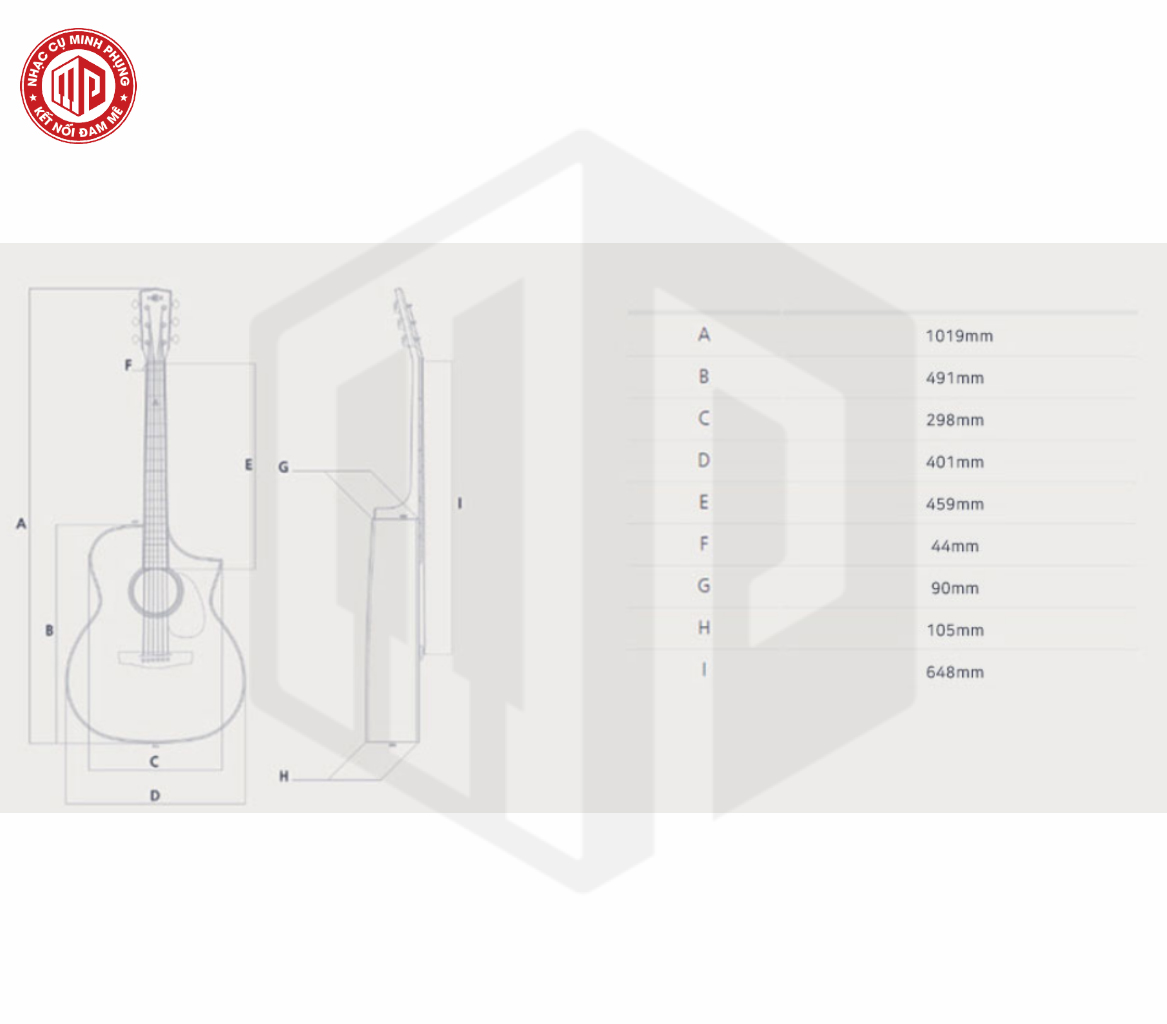 Đàn Guitar Hex Acoustic F300M - Hàng chính hãng