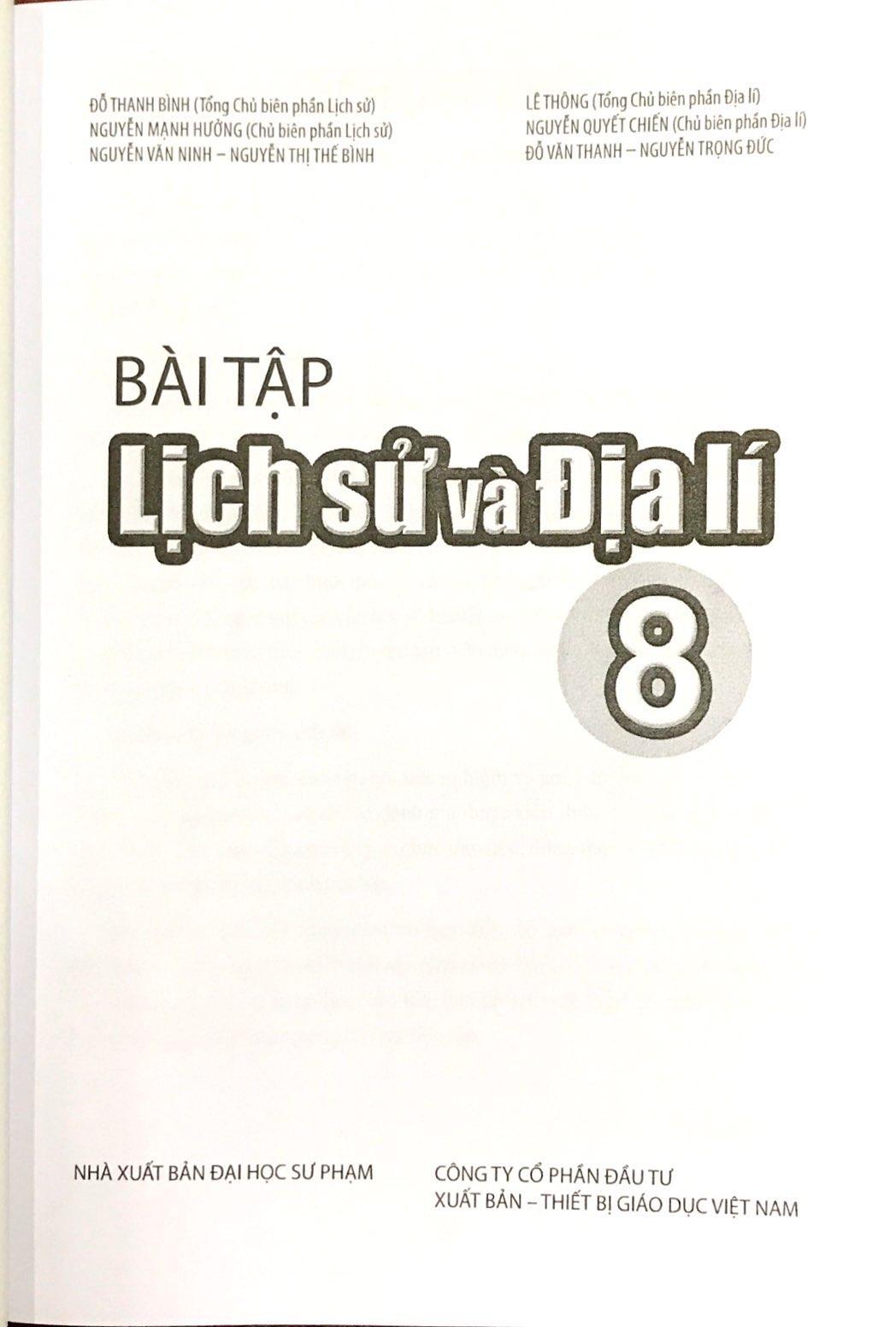 Bài Tập Lịch Sử Và Địa Lí 8 (Cánh Diều) (2023)