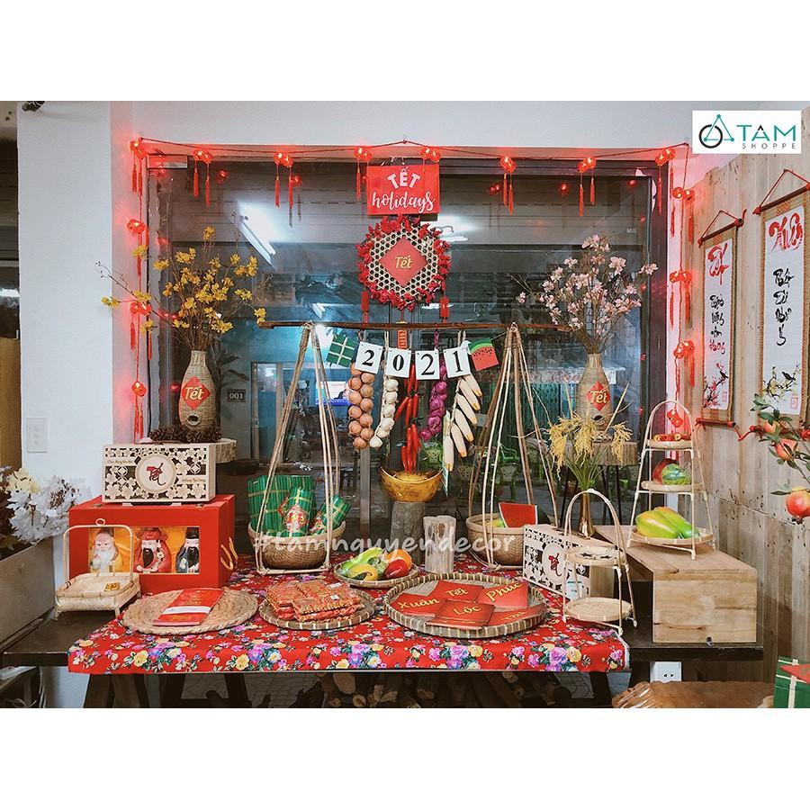 Kệ mẹt tre nhiều tầng đựng trái cây quai xách T-MTRN-08