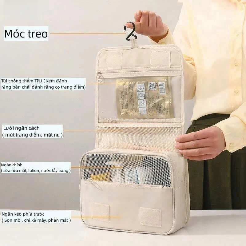 Túi Đựng Đồ Cá Nhân Du Lịch , Túi Đựng Mỹ Phẩm Kiểu Hàn Quốc MÀU CAM