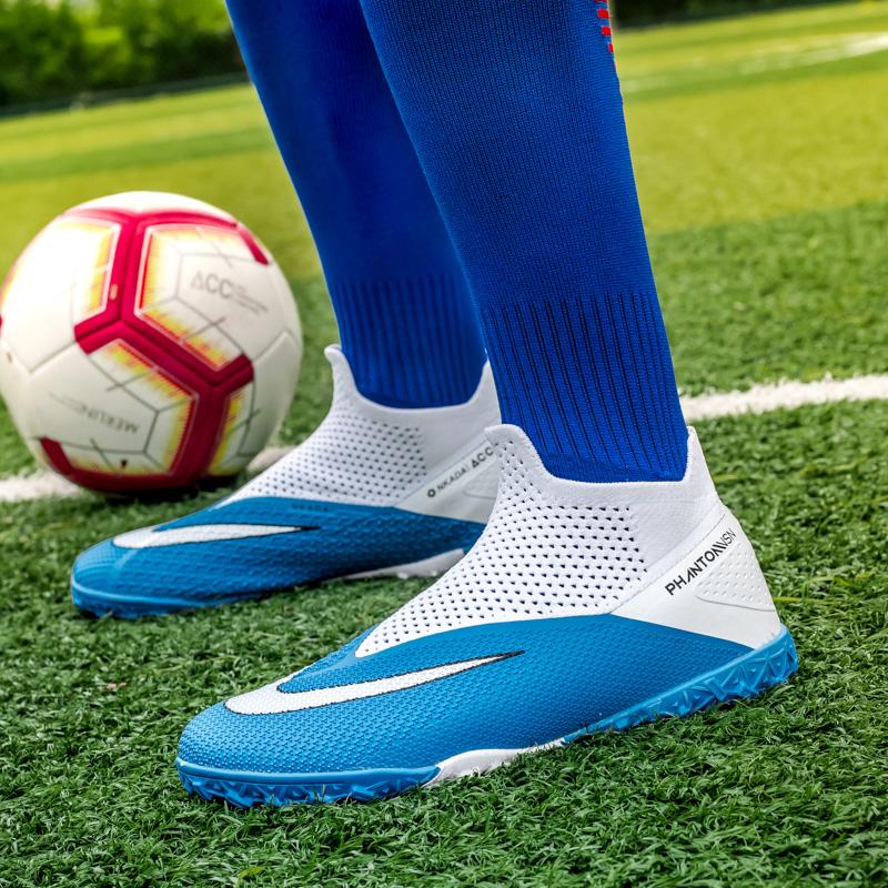 LRCLOVE dệt kim màu đỏ chuyên nghiệp unisex futsal giày bóng đá nam vớ giày bóng đá nam thể thao ngoài trời chống trượt giày bóng đá nam botas futsal