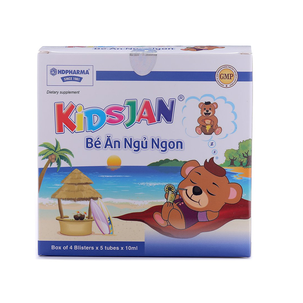 Thực phẩm bảo vệ sức khỏe KIDSJAN Bé Ăn Ngủ ngon - HDPHARMA - Hộp 20 ống